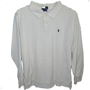 Boys Polo long sleeve Large 16/18 white